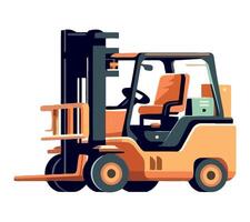 Heavy machinery delivering cargo container vector