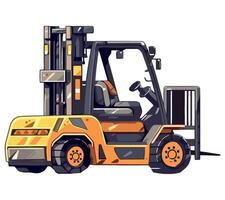 Heavy machinery picking up cargo container vector