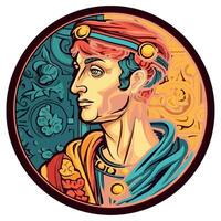 A portrait of a man in a round frame vector