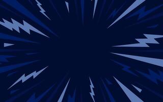 A dynamic abstract blast background with navy blue hues, featuring an explosive cartoon style burst. Motion, speed, glowing rays, and lightning in a retro, comic book effect. Not AI. vector