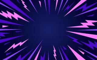 A dynamic abstract blast background with vibrant blue and purple hues, featuring an explosive cartoon style burst. Motion, speed, glowing rays, and lightning in a retro, comic book effect. Not AI. vector