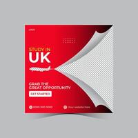 Study In UK, Social Media Post Design vector