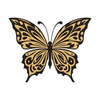 Butterfly with intricate black and gold patterns vector