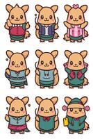 Cute little chihuahua cartoon characters set of stickers vector