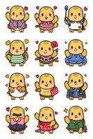 A set of cartoon characters with different expressions vector