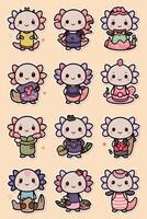 A set of stickers with cute little animals vector