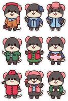 A set of stickers with different types of mice vector