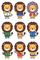 Lion characters set vector
