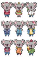 A set of koala characters in different poses vector