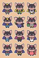 Cute bat characters in different costumes vector