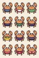 Crab set illustration vector
