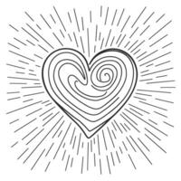 A heart with rays coming out of it vector
