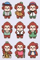 Monkey sticker set, monkey sticker set, monkey sticker set, monkey sticker set, monkey sticker set vector