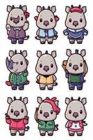A set of cute animals in different outfits vector