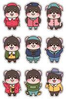 A set of stickers with different animals vector
