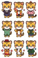 Japanese leopard characters illustration vector