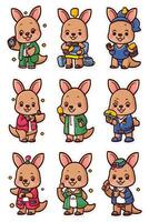 Australian kangaroo character set vector