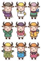 A set of stickers with various animals vector