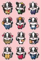 A set of stickers depicting skunks vector