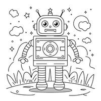 A robot coloring page for kids vector