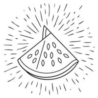 Watermelon slice with rays of light illustration vector