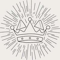 A crown is shown in a line drawing vector