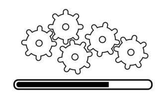 Creative gears in motion with a loading bar conveying progress and innovation in design and technology vector