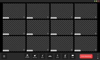 Creative virtual meeting space filled with empty participant panels during an online conference call held on a digital platform vector