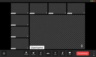 Virtual meeting platform during a collaborative online session with multiple participants muted and off vector