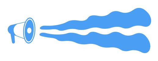A blue megaphone projecting sound waves, symbolizing communication and announcements in a creative and artistic designmegaphone,sound,waves,communication,announcement,design,art,creativity,expression,public,speaking,volume,broadcast,advertising,clarity,me vector