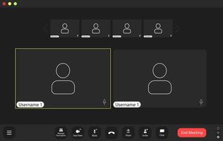 Virtual meeting interface showcasing multiple users, emphasizing online collaboration during a remote work session vector