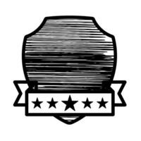 Artistic black and white shield design with a blank ribbon space for text, perfect for logos or creative projects vector