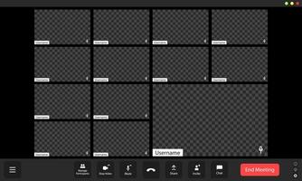 Virtual meeting grid with empty participant slots in a digital collaboration space during a scheduled online conference vector