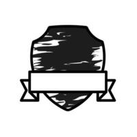 Artistic representation of a shield with a dynamic hand-drawn design conveying protection and strength in a bold black outline vector