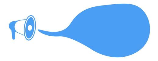 A vibrant blue megaphone amplifying creative ideas on a simple backdrop enhances communication vector