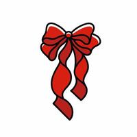 Elegant red bow with beautiful ribbons. Beautiful holiday decorative element, festive gift decor. Design element. Illustration isolated on white background vector