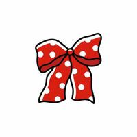 Elegant red bow with white polka dots. Beautiful holiday decorative element, festive gift decor. Design element. Illustration isolated on white background vector
