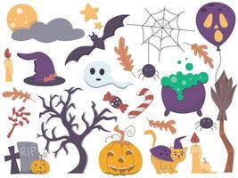Set Halloween elements and symbols vector
