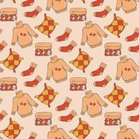 Autumn warm clothes seamless pattern vector
