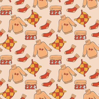 Autumn warm clothes seamless pattern