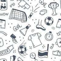 Soccer doodle sketch style seamless pattern vector