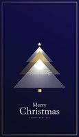 Christmas and New Year background with Christmas tree triangle line style, luxury theme, creative and elegant with blue background. vector
