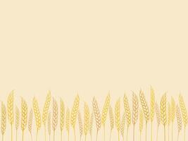 Wheat spikelets golden yellow horizontal template with copy space vector