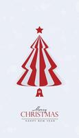 Creative Christmas and New Year's Eve background with folded paper-style Christmas tree. vector