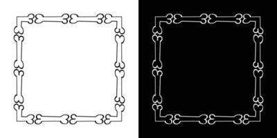Halloween hand drawn bone decorative frame doodle sketch. vector