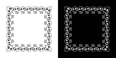 Halloween skeleton decorative frames isolated background. vector