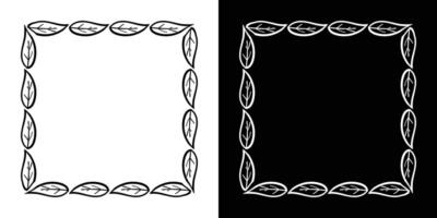 Vintage hand drawn leaf decorative frames set isolated background. vector