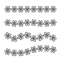 Decorative flower brush stroke set design isolated on white background. illustration vector