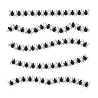 Decorative brush stroke spider design set isolated on white background. vector