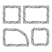 Set of halloween candy decorative frame border. design vector